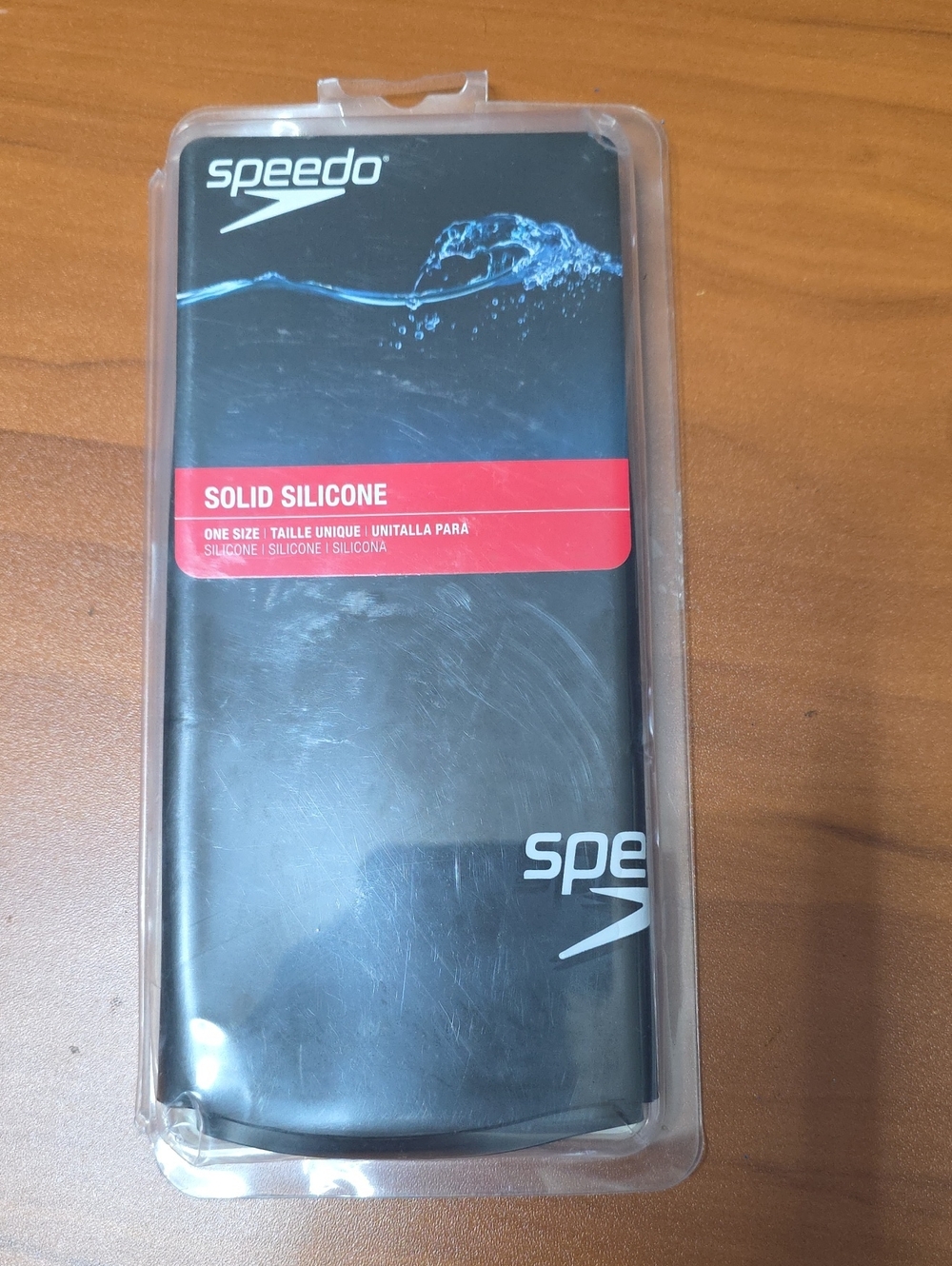 Speedo Black Solid Silicon Swim Cap